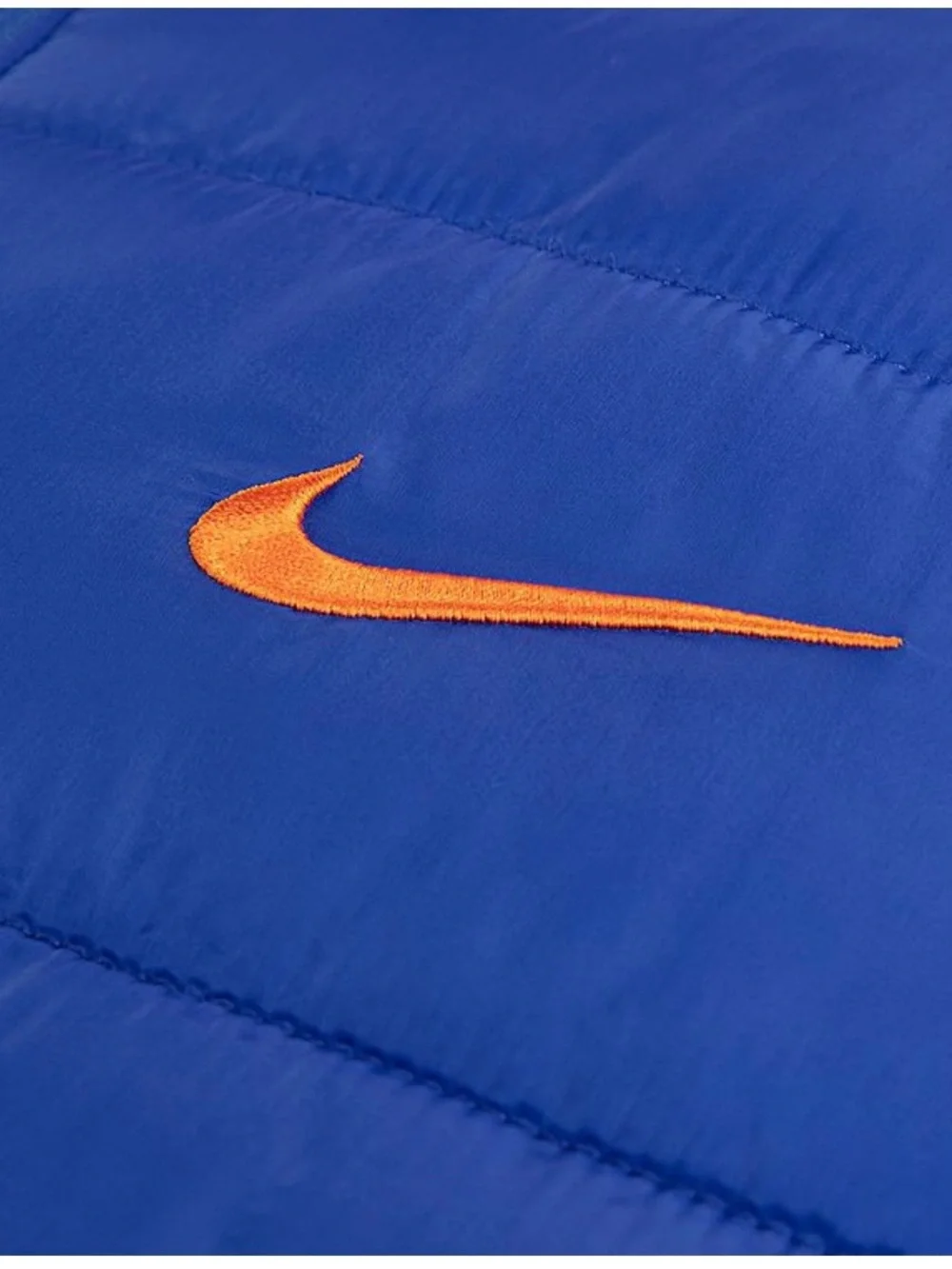 New Kids Sz 6 Nike Hooded Jacket Blue Water Resistant Midweight Faux Down Fill